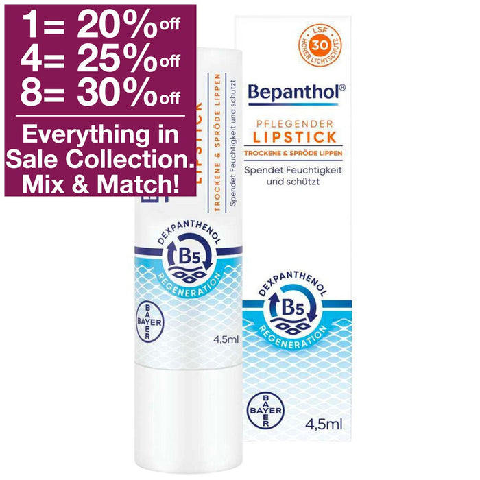 With Bepanthol Lipstick SPF 30 (in box packing) moisturize and protect your lips intense, especially in aggressive external influences such as cold, wind and dry air. The lips can regenerate from within and be smooth and supple again.