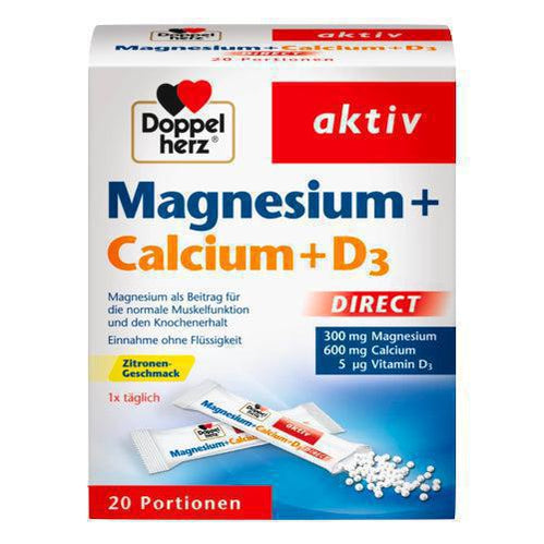 Doppelherz Magnesium Calcium D3 Direct - Convenient sachets of magnesium, calcium, and vitamin D3 for easy and efficient supplementation