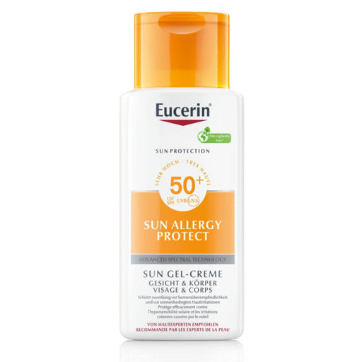 Eucerin Sun Cream-Gel Sun Allergy Protect SPF 50+ shields skin from sun allergy & sun-induced harm. Formulated for sensitive skin. Non-greasy, non-sticky & penetrates promptly. Highly waterproof & sweatproof. Odorless. VicNic.com