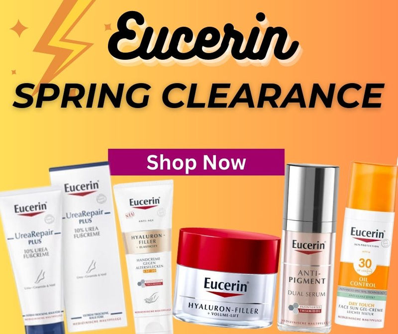 Eucerin Skin Care Clearance Sell includes Anti-Pigment Dual Serum, Hyaluron-Filler + Volume-Lift, Oil Control Sun Screen and more.