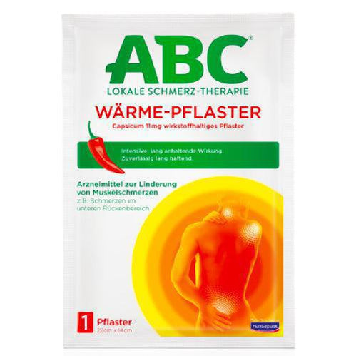The ABC Local Pain Therapy Heat Plaster Capsicum from Hansaplast activates the body's own healing heat and at the same time inhibits the transmission of pain.<span>&nbsp;</span>In addition to its intensive, long-lasting effect, it is reliably long-lasting.