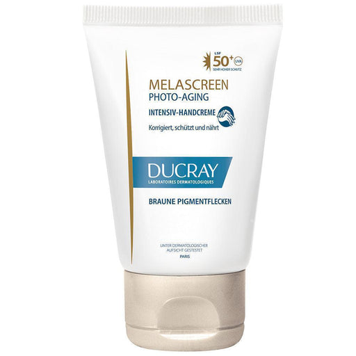 Discover Ducray Melascreen Photo-Aging Hand Cream SPF 50+: the perfect choice for skin experiencing signs of light-induced aging. Its active ingredients like hyaluronic acid and L-White ® Complex (SymWhite ®, D-Lentigo ®) will reduce the appearance of pigmentation, wrinkles, and loss of elasticity, while its patented filter system offers UVA and UVB protection so no one can guess your age.