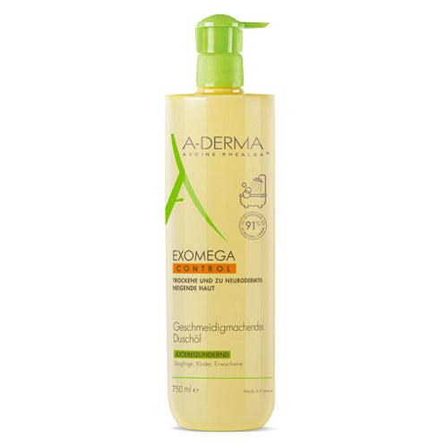 A-Derma Exomega Control Softening Shower Oil – Highly compatible plant-based and nourishing cleansing without soap, especially developed for skin prone to neurodermatitis.  The soap-free syndet reduces the need for scratching, cleanses gently, cares and soothes dry skin prone to neurodermatitis. For infants, children and adults. Does not sting the eyes. Tested under dermatological and pediatric supervision.