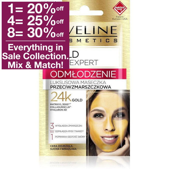 Eveline Cosmetics Gold Lift Expert Luxury Anti-Wrinkle Mask 3in1 7ml - VicNic.com