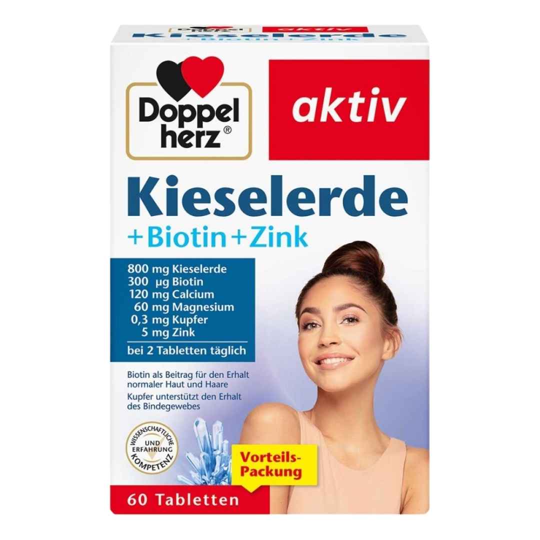 Doppelherz silicio dioksidas + biotinas + cinko tabletės 60 skirtukas