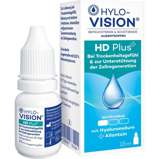 Hylo-vision HD Plus Eye Drops for wetting dry eyes, it contains 0.2% hyaluronic acid (medium viscosity) and allantoin. Buy eye drops and lubricants on VicNic.com, health and beauty online from Germany to worldwide, express shipping available