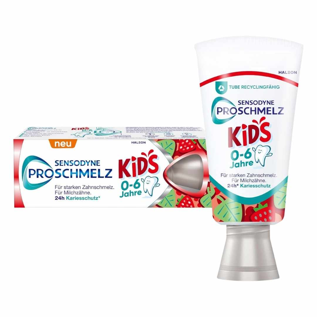 Sensodyne Proschmelz Kids toothpaste packaging on a white background