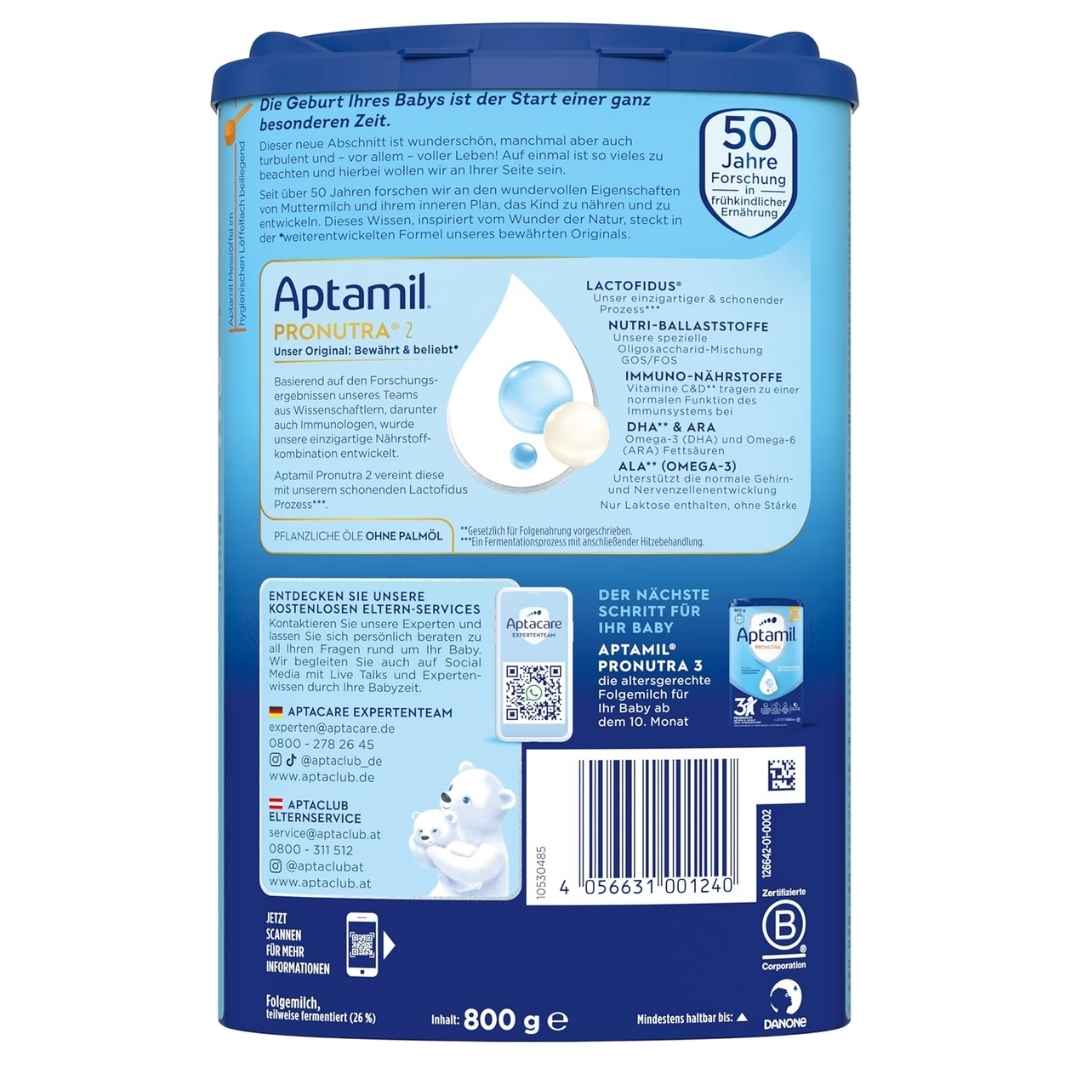 APTAMIL PRONUTRA 2 Formula pentru bebeluși Follow on Milk 800G