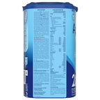 Blue container with nutritional information on a white background
