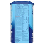 Blue container with nutritional information on a white background