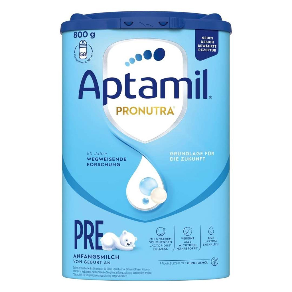 Aptamil Pronutra PRE milk powder container on a white background