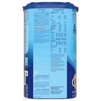 Blue container with nutritional information on a white background