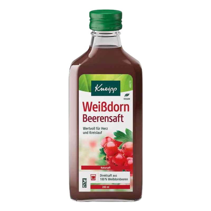 A 200 ml bottle of Kneipp Wei·bdorn Beerensaft (white cranberry juice) with a green cap and a white, red, and green label, shown on a plain white background.