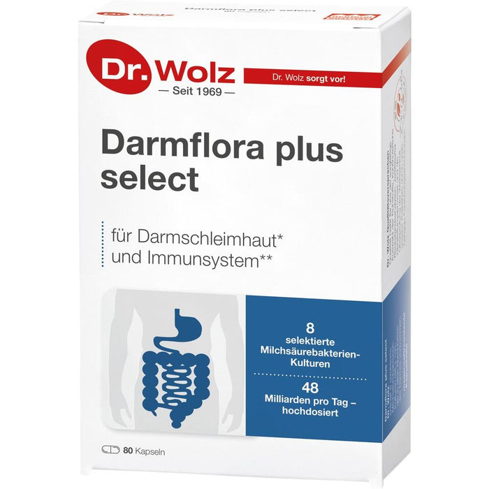 Dr. Wolz Intestinal Flora Plus Select promotes healthy intestinal mucosa and normal immune system functioning. Intestinal Flora Plus Select contains vitamins B1 and B2, which contributes to normal functioning of the nervous system. While vitamins B2 and biotin contribute to the maintenance of normal, the mucous membranes, vitamins B6, B12 and folic acid contribute to the normal function of the immune system.&nbsp;