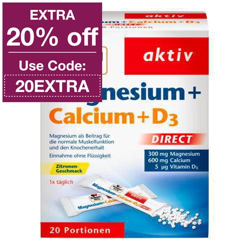 Doppelherz Magnesium Calcium D3 Direct - Convenient sachets of magnesium, calcium, and vitamin D3 for easy and efficient supplementation