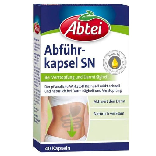 Constipation and intestinal inertia can have many causes: diet changes, lack of movement, travel or stress - abbey laxative capsules have a activating effect.  Abtei Laxative Capsules with the natural active ingredient castor oil promotes the activity of the intestine and the flushing of liquids.