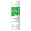A 200ml bottle of PRIORIN Shampoo for dry and thinning hair, featuring a white and green label with blue accents, set against a plain white background.