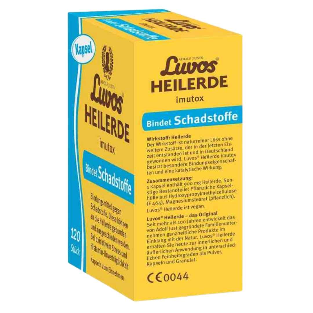 Yellow and blue box of Luwos HEILERDE imutox on a white background