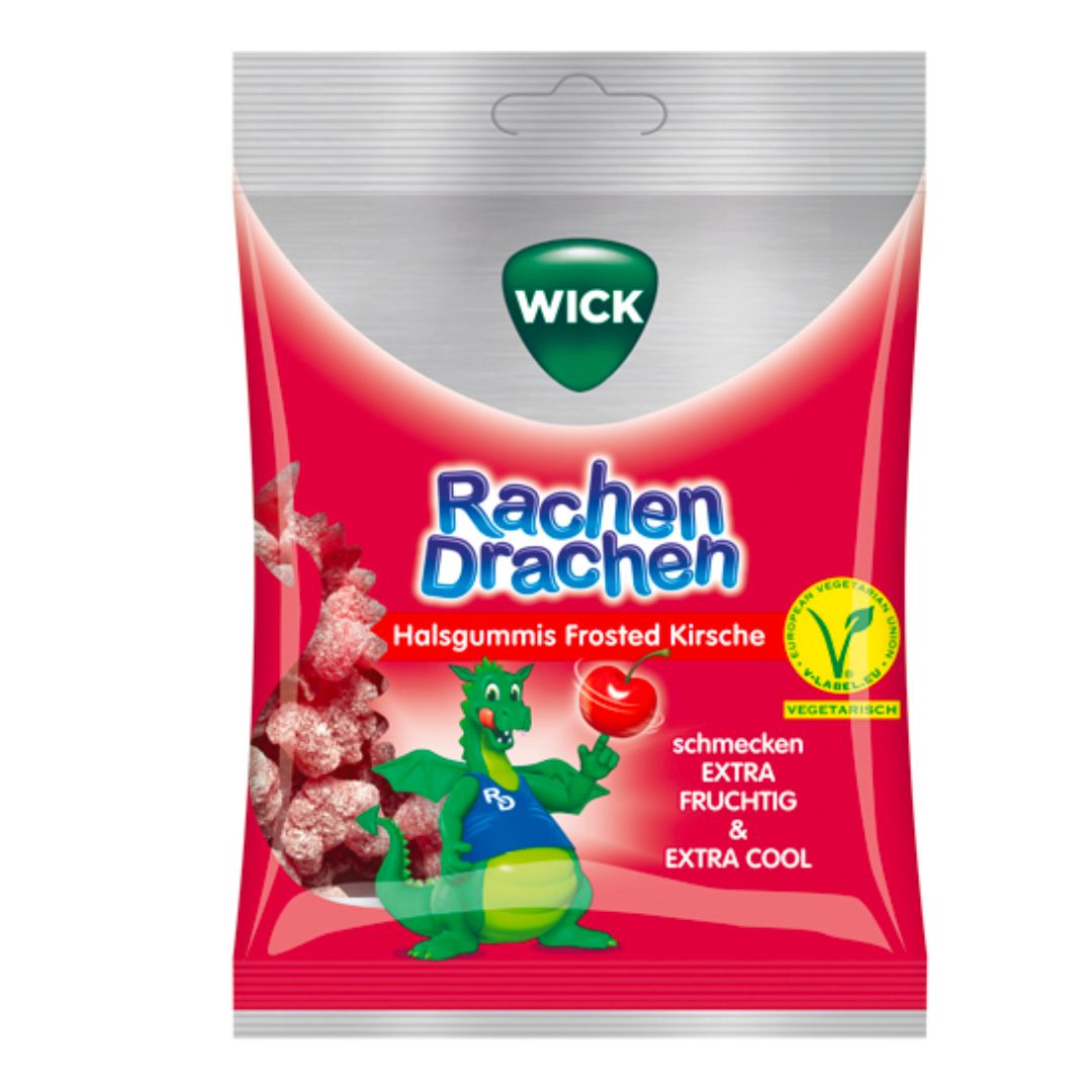 WICK Dragon Throat Gums Cherry  with a delicious cherry taste for a free throat.