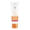 Vichy sunscreen cream bottle with SPF 50 on a white background