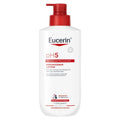 A white bottle of Eucerin pH5 Calming Lotion with a red pump dispenser, shown against a plain white background.