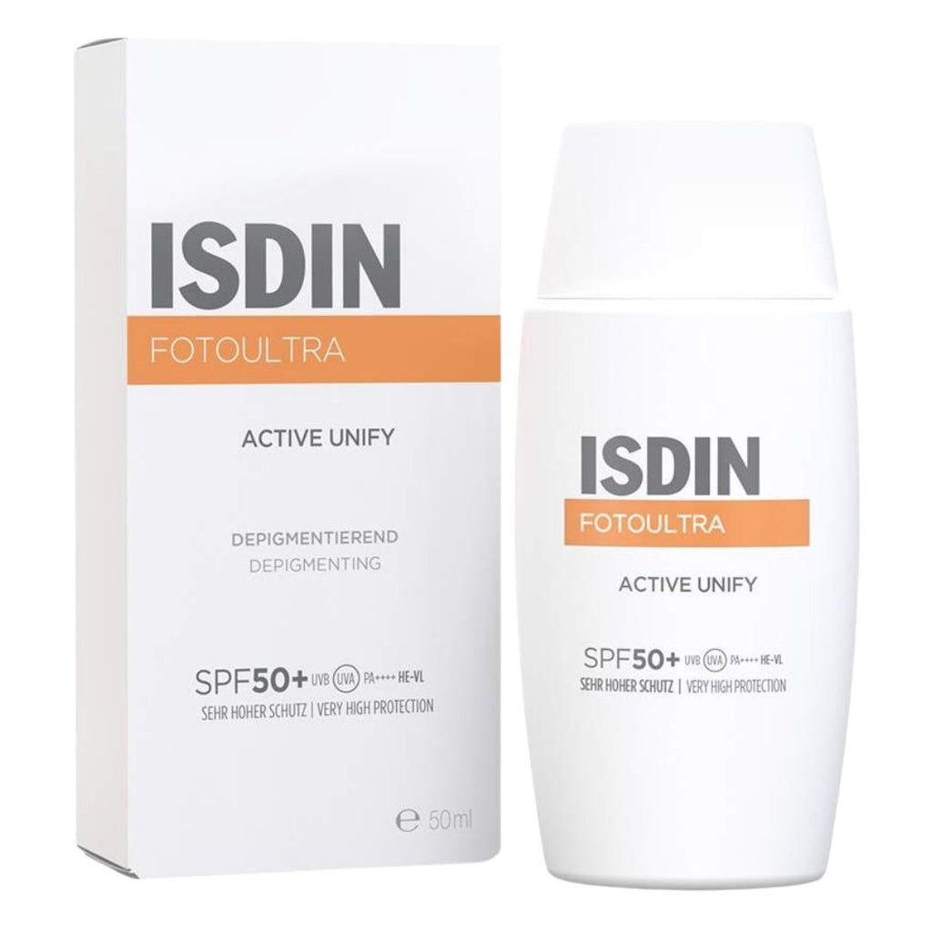 Product information "Isdin Foto Ultra Active Unify Fusion Fluid 50 ml"
The DP3-Unify Complex helps reduce sun-induced pigmentation through its proven effect on regulating melanin production.

It offers twice the protection against UVA rays, the cause of pigmentation, compared to the minimum protection required by an SPF 50+ sunscreen.