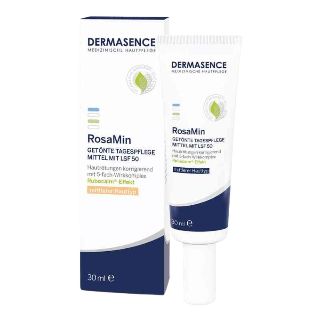<tc>Dermasence</tc> كريم أساس روزامين الملون للعناية النهارية متوسط ​​الحجم مع عامل حماية من الشمس 50، 30 مل