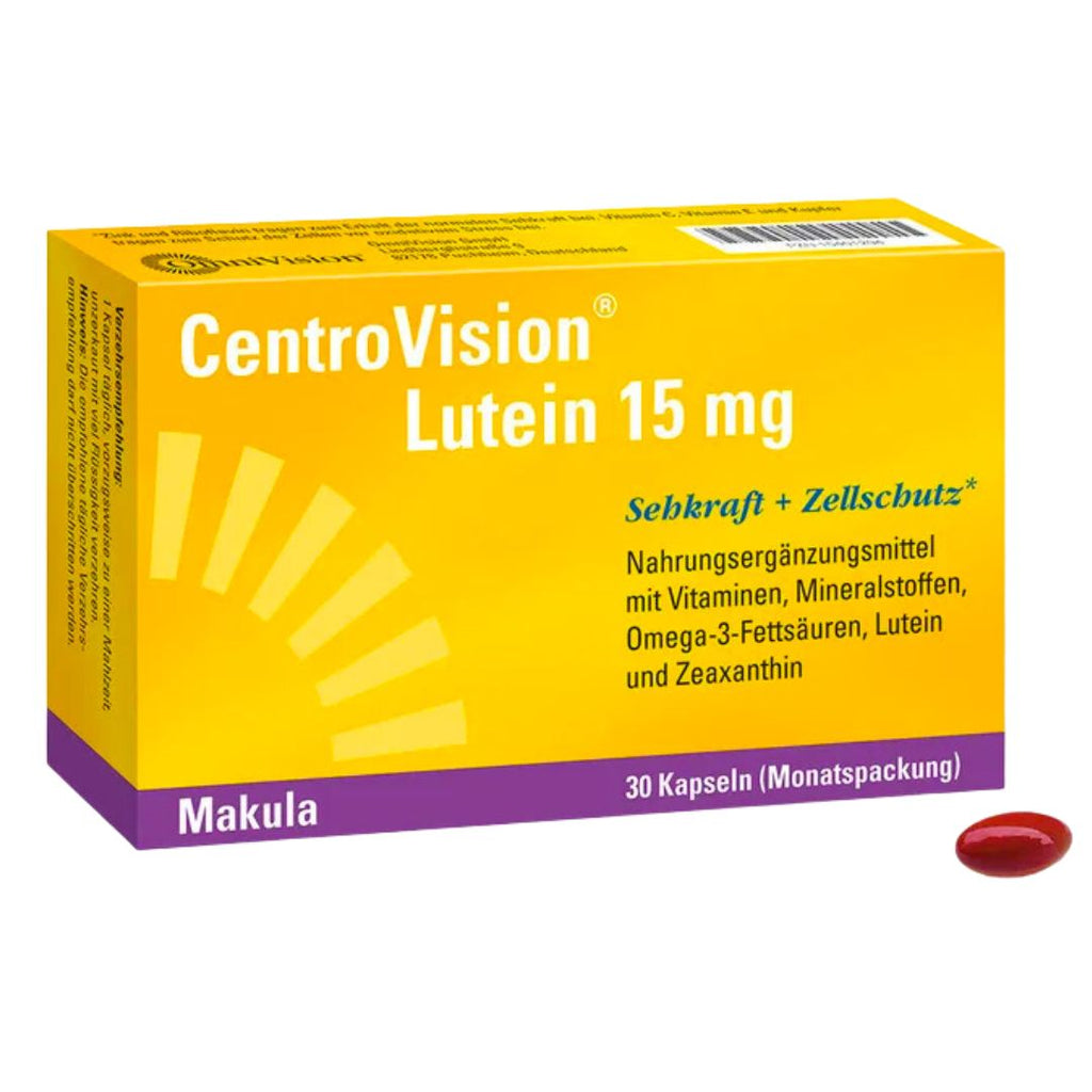 Centrovision Lutein 15 mg is dietary supplement to support the natural protective mechanisms of the eyes.