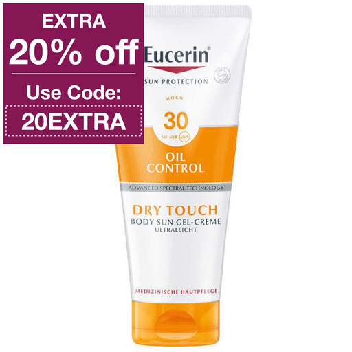 Eucerin Sun Gel-Cream Oil Control Body SPF 30 absorbs fast, is lightweight, non-greasy, and provides awesome skin protection. Plus, it's waterproof, sweat-resistant & offers an anti-sand effect - making it perfect for the beach & sports activities. 