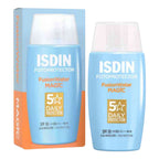 ISDIN FusionWater MAGIC sunscreen bottle and packaging on a white background