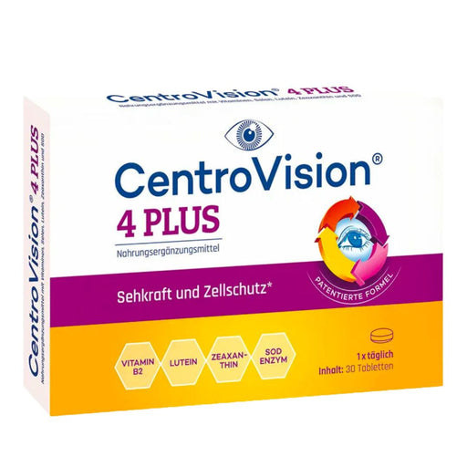 CentroVision 4 Plus tablets is formulated with selected micronutrient composition for vision and cell protection with the enzyme superoxide dismutas 