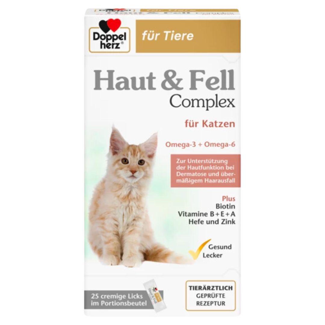 Front of the package, showing a cat with healthy fur