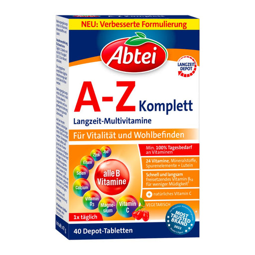 Abtei A-Z Complete has a vital core that releases the nutrients from its long-term depot over several hours. Abtei A-Z Complete contains important vitamins and minerals in sufficient quantities to meet daily requirements. - VicNic.com