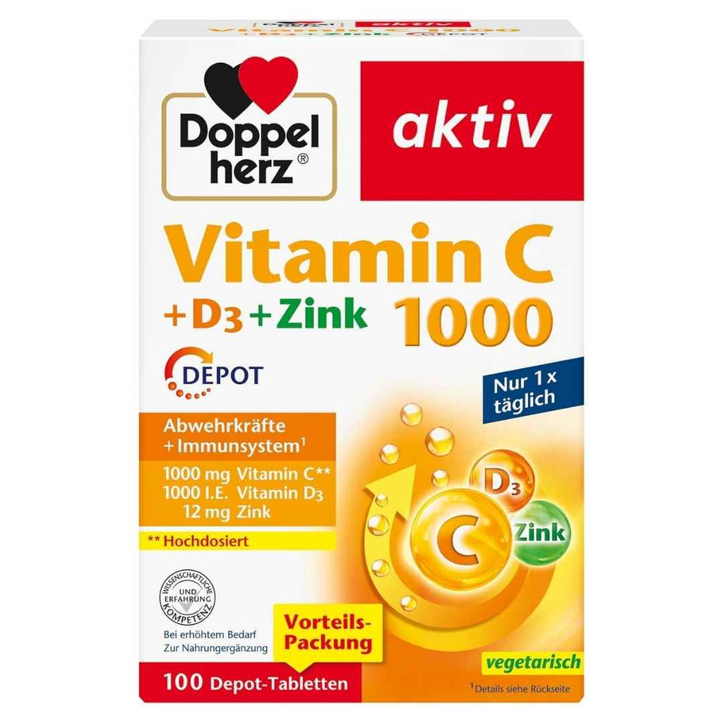 Doppelherz Vitamin C1000 + D3 + Zinc Depot Tab 100 pcs