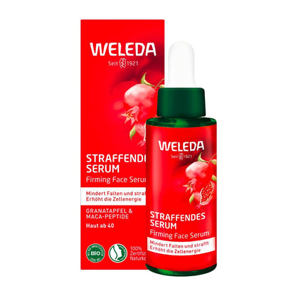 Weleda Firming Serum Pomegranate & Maca is an effective formula for visibly firmer and more radiant-looking skin. Organic pomegranate seed oil and peptides from organic maca root activate cell renewal. Aloe Vera provides intensive moisture. The skin feels fresh, firm and elastic.