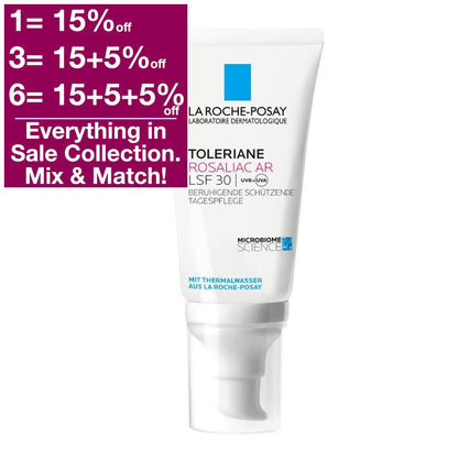 The La Roche Posay TOLERIANE ROSALIAC AR SPF 30 day cream with UVA and UVB protection protects and cares for sensitive facial skin that is prone to redness.