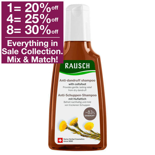The unique formula of Rausch Coltsfoot Anti-Dandruff Shampoo visibly reduces annoying dandruff, thus contributing to a new sense of well-being. It alleviates itchiness and redness and, with regular use, helps prevent the formation of dandruff. The scalp’s natural balance is restored.  VicNic.com