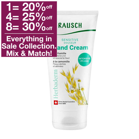 Rausch Sensitive Hand Cream with chamomile regenerates and makes the skin resilient. It restores the skin's natural balance. With shea butter and extracts of chamomile and oats. VicNic.com