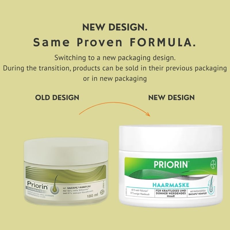 Priorin Hair Mask (180 ml) is switching design, same proven formula
