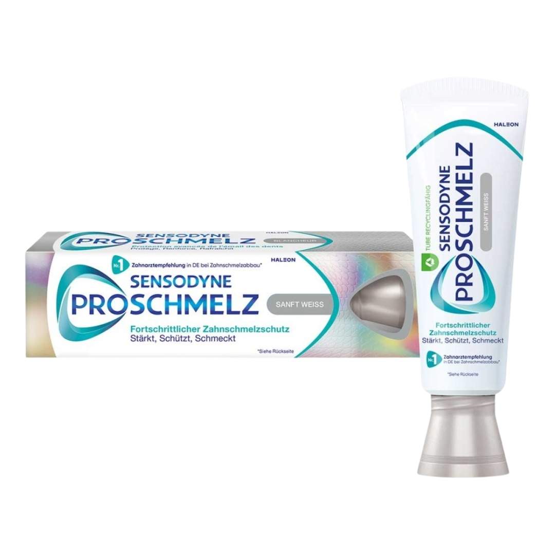 Sensodyne ProSchmelz toothpaste tube and packaging 