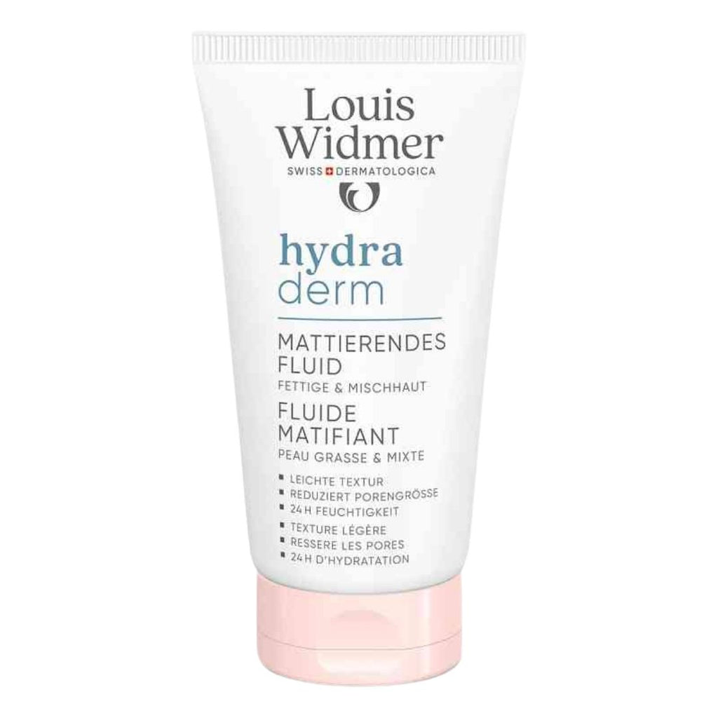 Louis Widmer Hydra Derm cream tube on a white background
