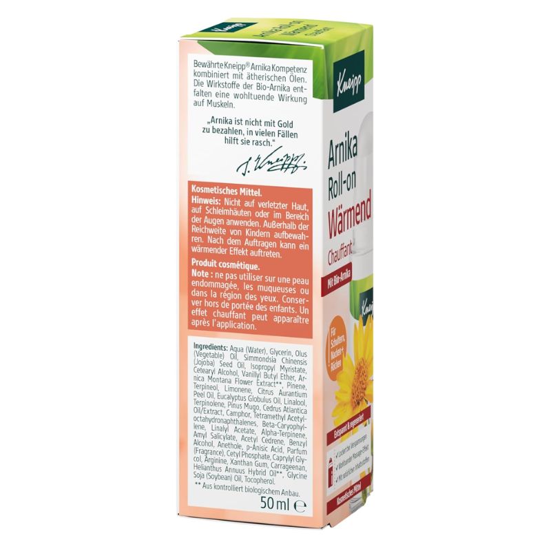A 50ml box of Knapps Arnika Roll-on Wärmfändel (Arnica Roll-on) shown at a three-quarter angle on a plain white background.
