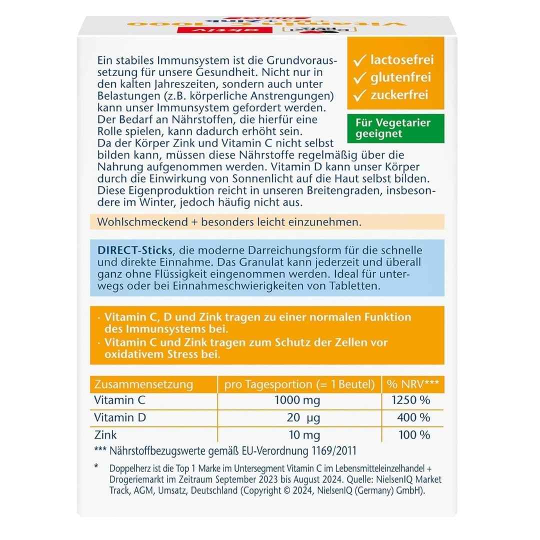 Vitamin supplement package with text and nutritional information on a white background