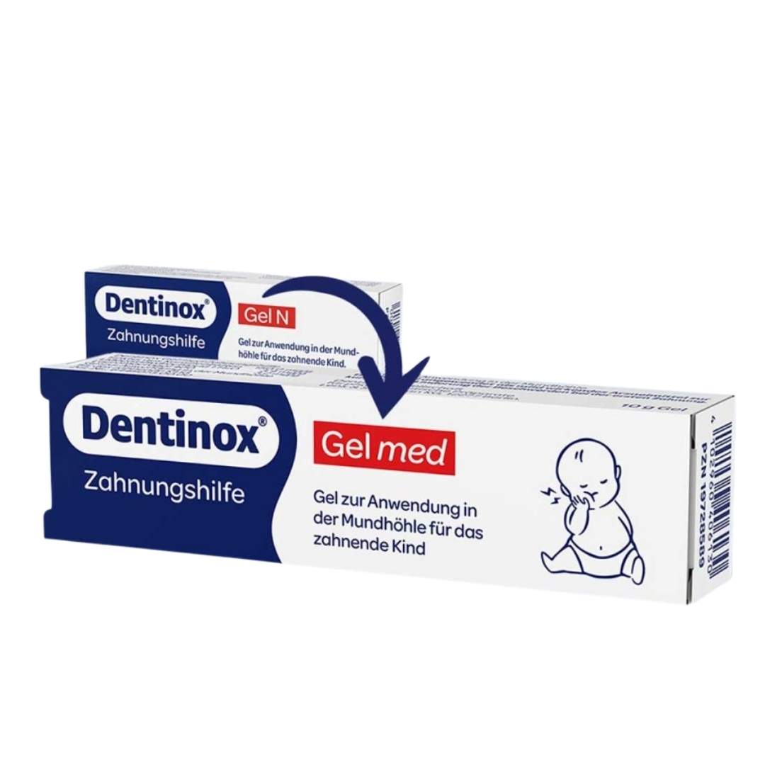 Dentinox Gel med packaging on a white background