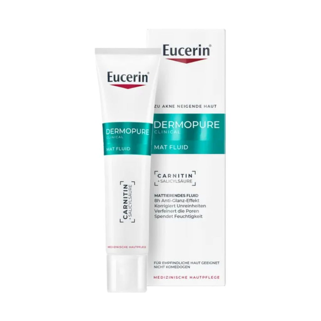 Eucerin Dermopure Matt Fluid packaging on a white background