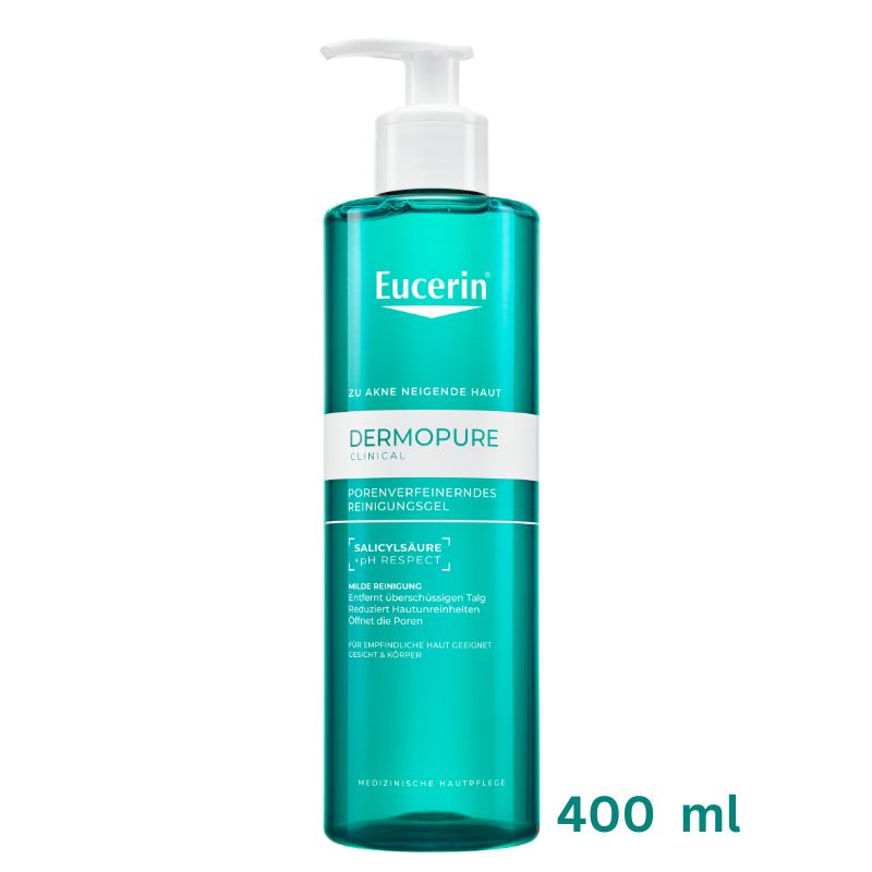 Eucerin DermoPure Clinical Pore Refining Cleansing Gel 400 ml in white background