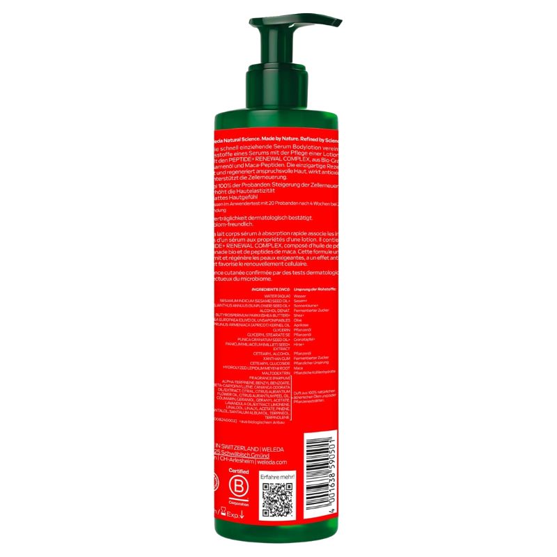 A tall pump bottle of botanical hair developer shown from the back, featuring a bright red label with white text and a dark green pump dispenser.