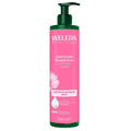 A 250 ml pump bottle of Weleda Glattende Body lotion, featuring a vibrant pink label with white text and a dark green pump dispenser, set against a plain white background.