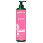 A 250 ml pump bottle of Weleda Glattende Body lotion, featuring a vibrant pink label with white text and a dark green pump dispenser, set against a plain white background.