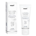 Gehwol Lipidro Creme +10% Urea skincare product shown with its white retail box and matching squeeze tube on a clean white background.